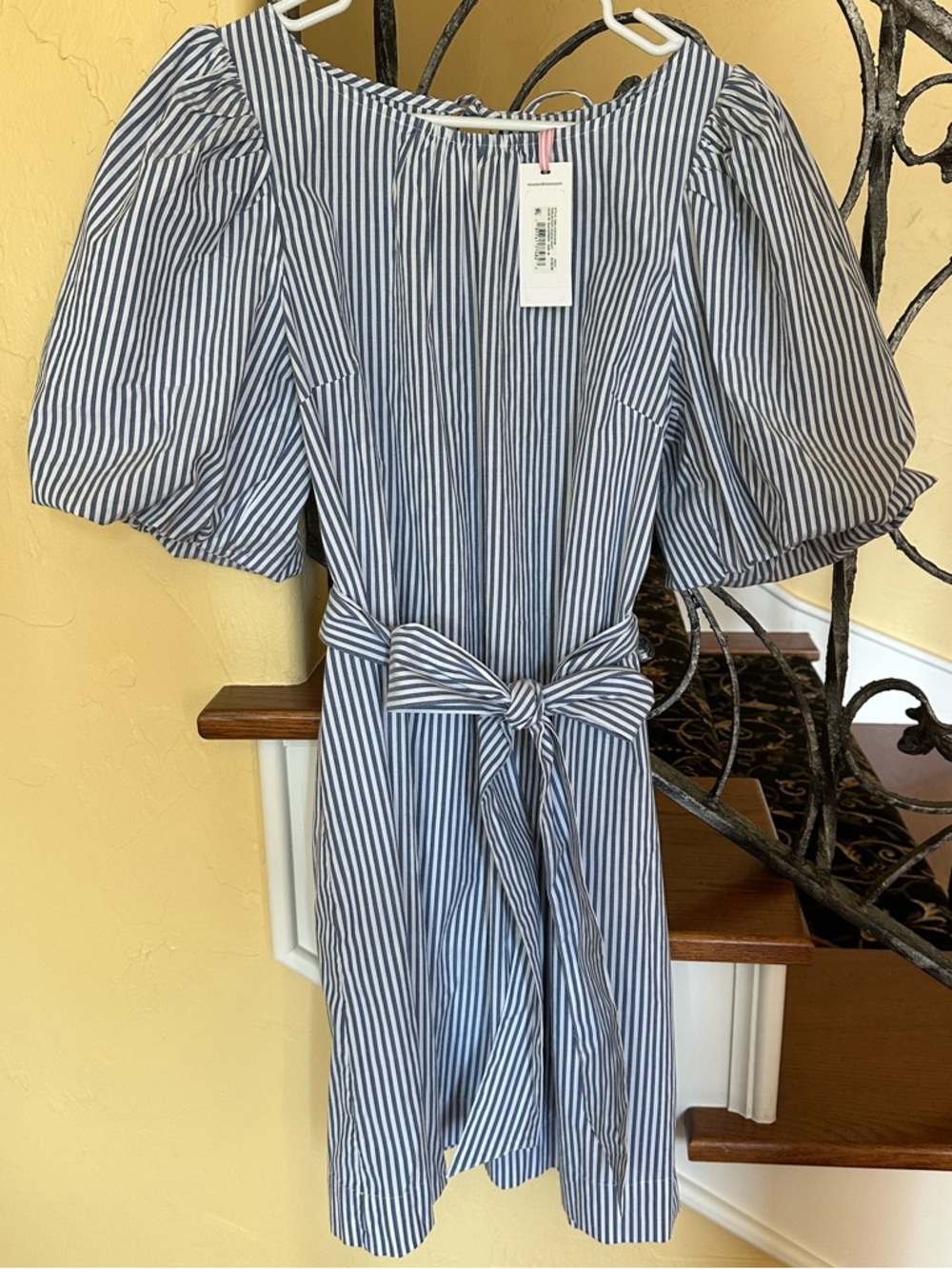 Vineyard Vines Blue/White Stripe Puff Sleeve Shift Dress